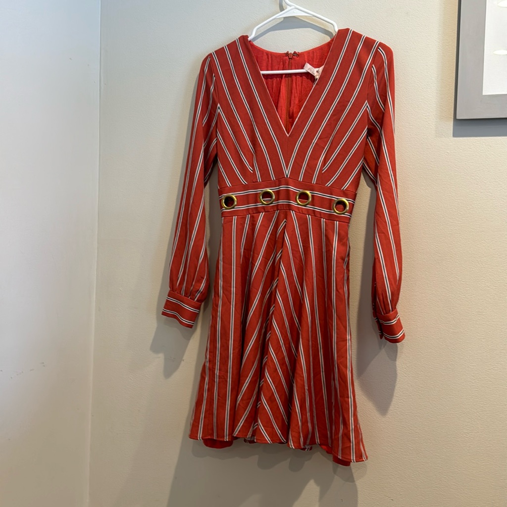 Anthropologie Hutch Key Hole Dress Long Sleeve Oranges Small